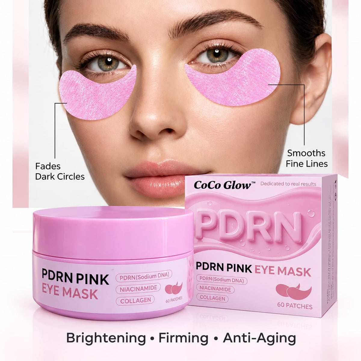 CoCo Glow PDRN Pink Eye Mask - Fades dark circles and smooths fine lines