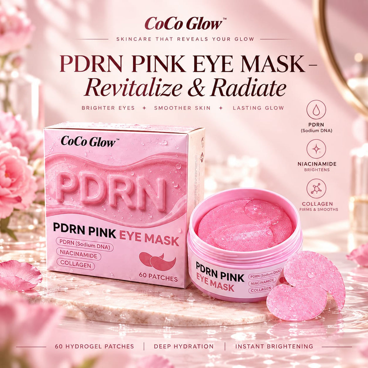 CoCo Glow PDRN Pink Eye Mask - Revitalize and Radiate